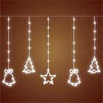 Micro LED-es, figurás fényfüggöny, 10 figura, hidegfehér LED