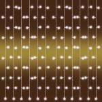 LED-es fényfüggöny, kültéri kivitel, 2 m x 1 m, 21 füzér, 210 db melegfehér LED