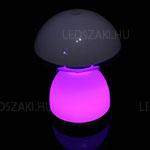 Hangulatos gomba éjjelilámpa. a fő világatás 3 fokozatban állítható, a színesen világító talprész 7 szinben vagy váltakozva világít, USB-ről tölthető akkus 1év