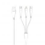 POWERMAX 3in1 fehér töltőkábel (lightning, USB-C, microusb)