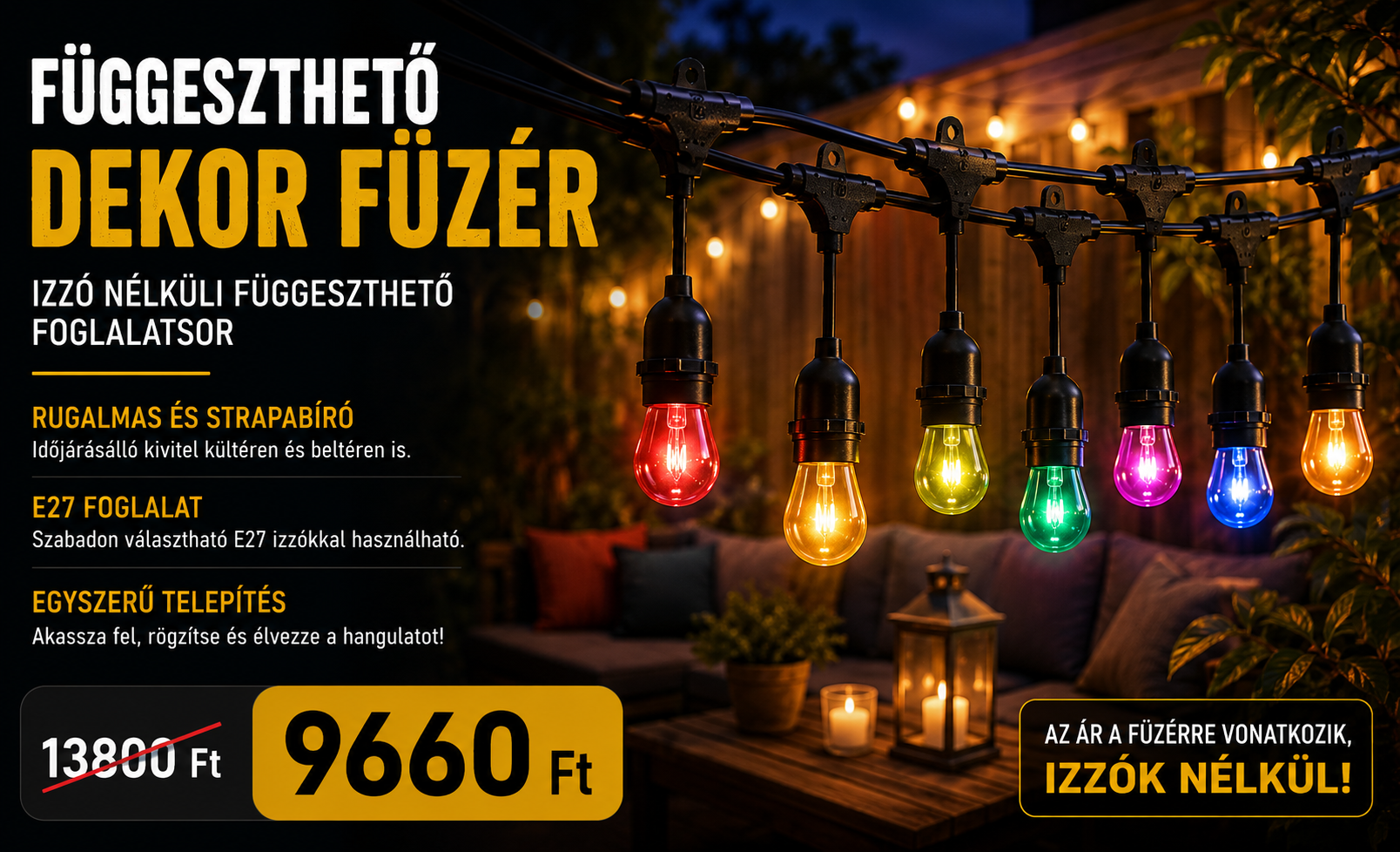 Fűzhető 230V os égősor