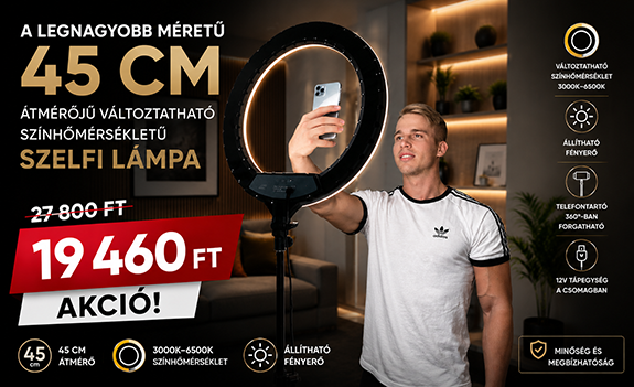 NAGYMÉRETÚ LEDES KÖR ALAKÚ SZELFI LÁMPA