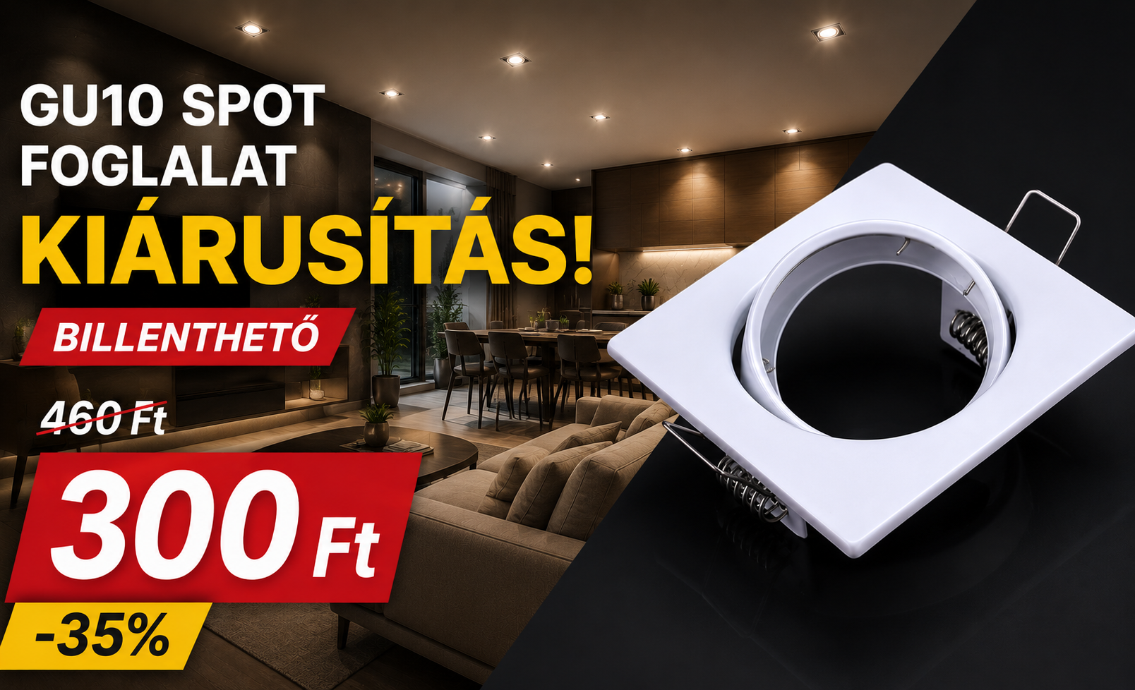 Billenthető GU10 MR16 SPOT foglalat fehér színben